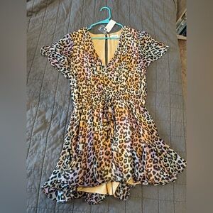 Leopard Print V-Neck Romper